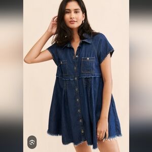 Free People Ronnie Denim Button-Up Mini Dress sz M